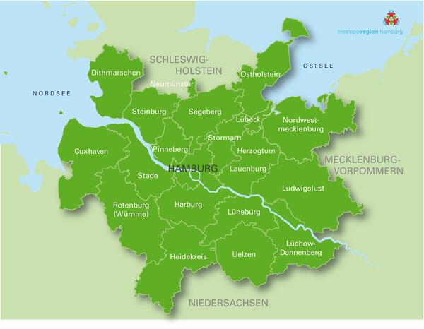 Bild vergrößern: Karte Metropolregion Hamburg