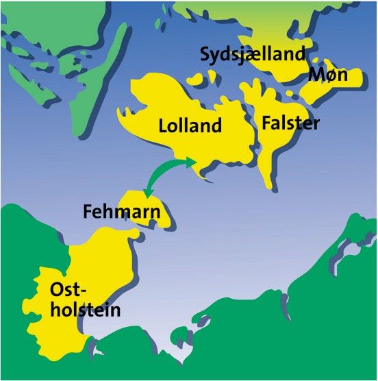 Karte der deutsch-d&auml;nischen Region am Fehmarnbelt