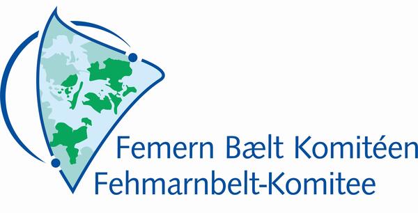grafisch aufbereitetes Logo des Fehmarnbelt-Komitees, Weltkarte im Ausschnitt mit Schriftzug