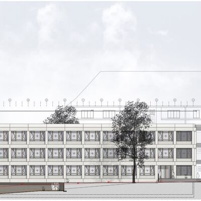 Bild vergrößern: Planzeichnung des Erweiterungsneubaus