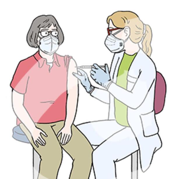 Illustration Leichte Sprache Impfung