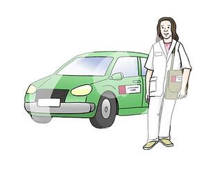 Bild vergrößern: Illustration Leichte Sprache Pflege-Dienst