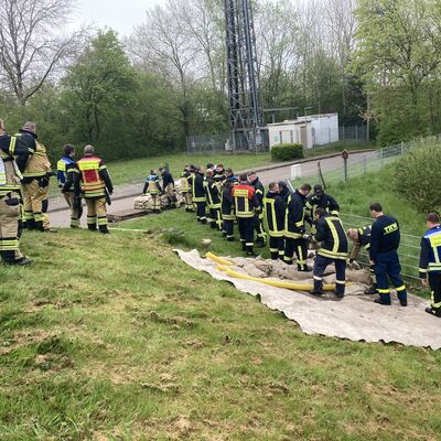 Bild vergrößern: Ostholsteiner Krfte der 10. Brandschutzbereitschaft ben erfolgreich Deichverteidigung in Wentorf