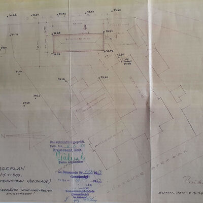 Bild vergr&ouml;&szlig;ern: Lageplan 1957 zum Abbruch vorgesehen